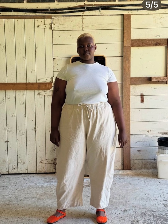 Shelter Pants - Shelter Jules pant in Ivory.  Cream Wide-Leg Drawstring Pants back pocket.